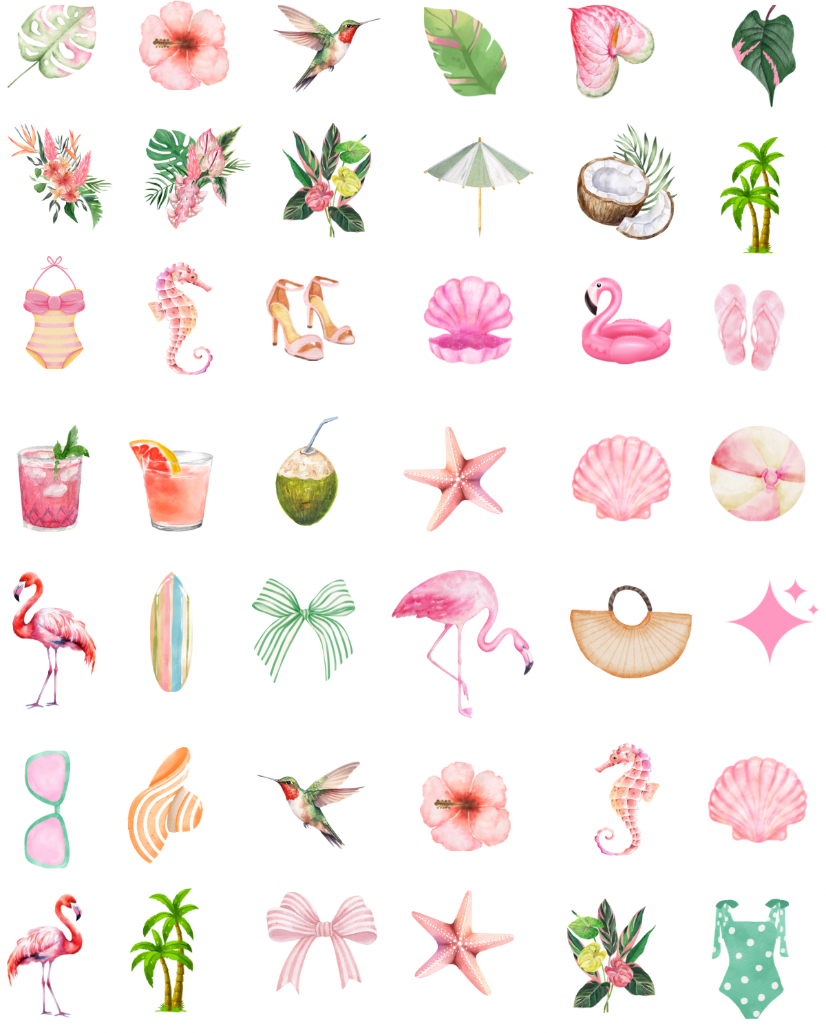 Pink Summer Charms Transfer Paper