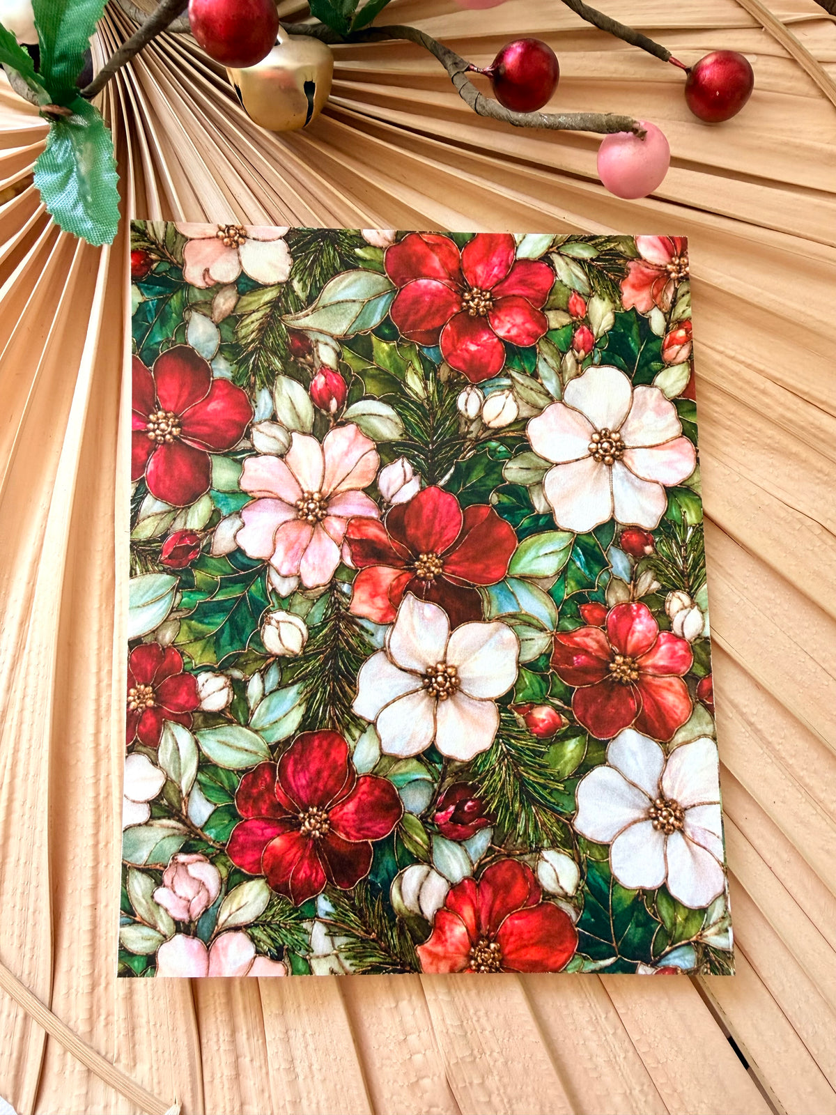 Poinsettia Stained Glass Transfer