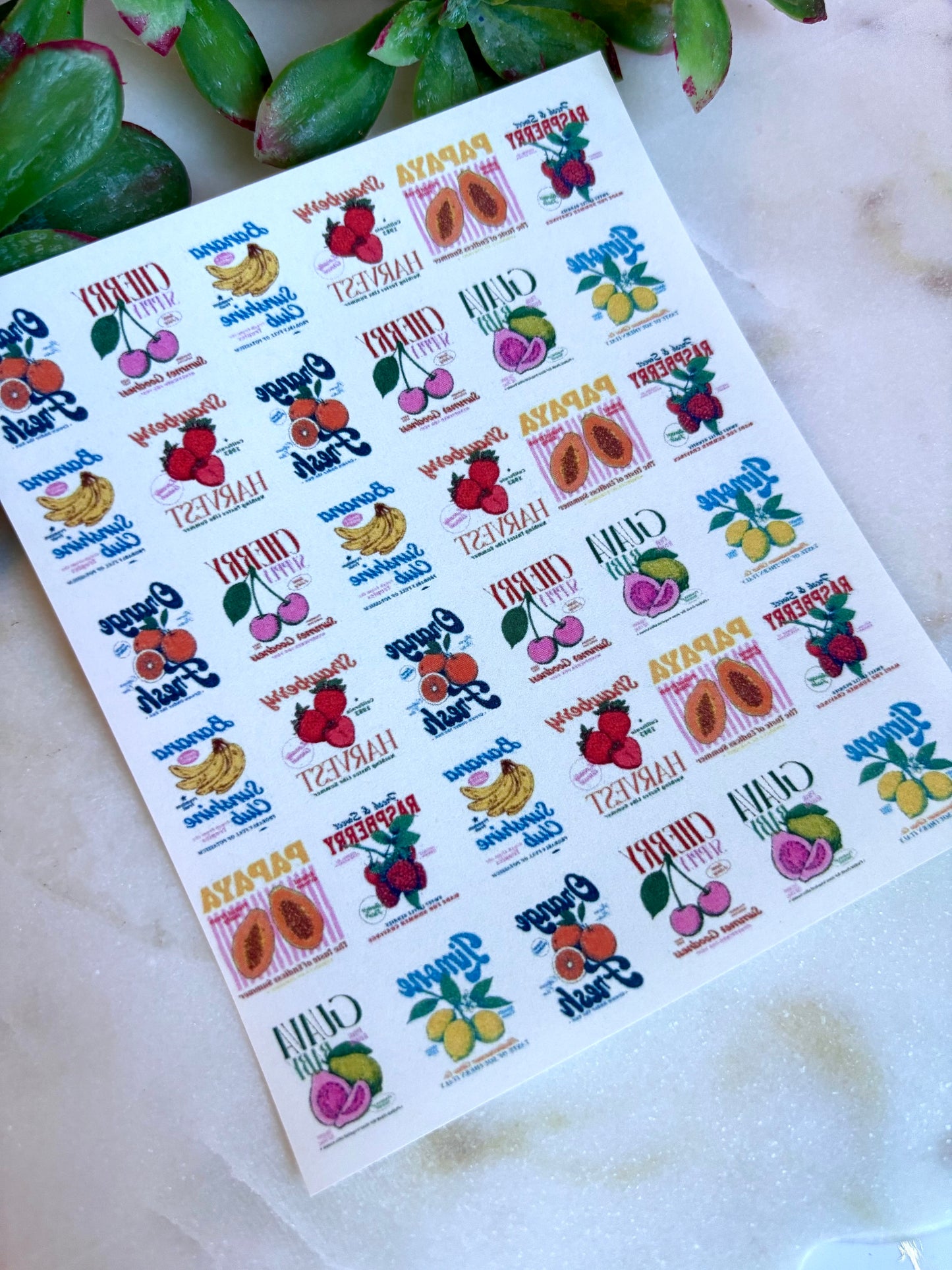 Retro Fruit Sign Transfer Paper
