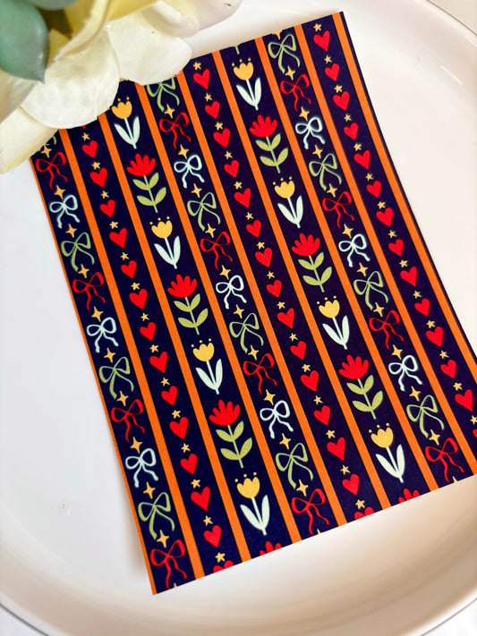 Bows & Florals Stripe Transfer Paper