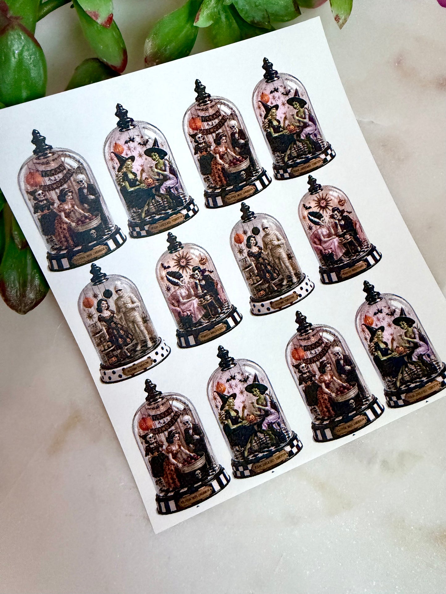 Spooky Date Night Cloche Transfer Papers