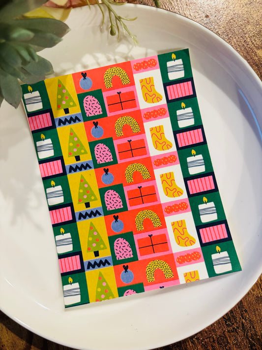 Vibrant Holiday Squares Transfer Paper