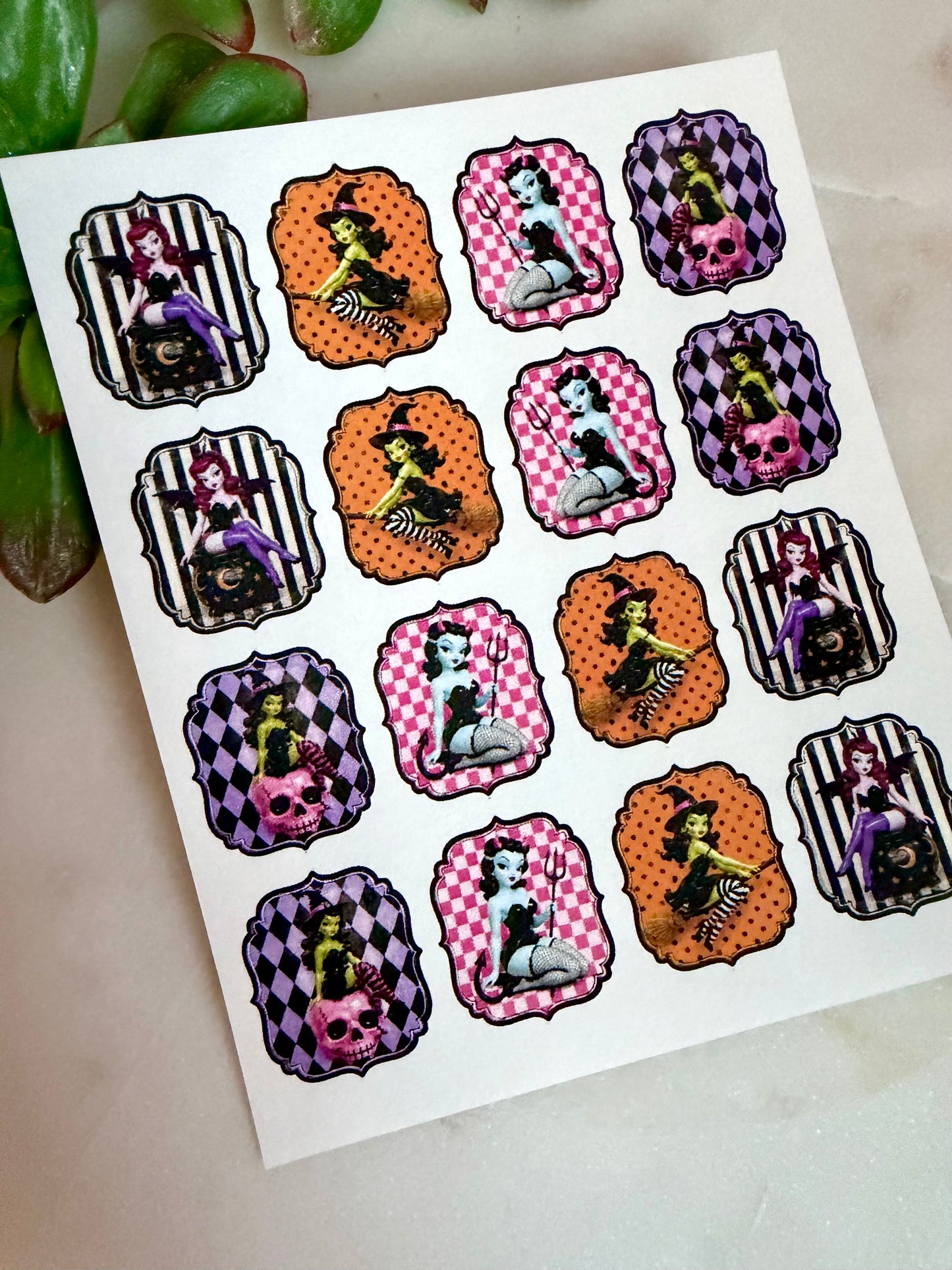 Vintage Pin-up Halloween Frame Transfers