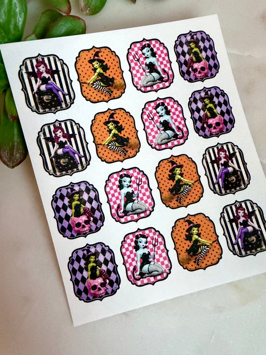 Vintage Pin-up Halloween Frame Transfers