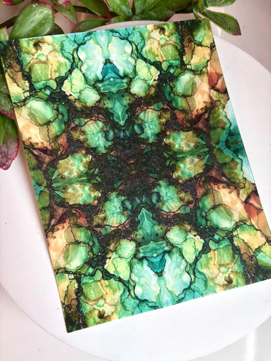Green Kaleidoscope Ink Transfer Paper