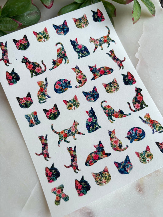 Floral Kitty Charm Transfer Paper