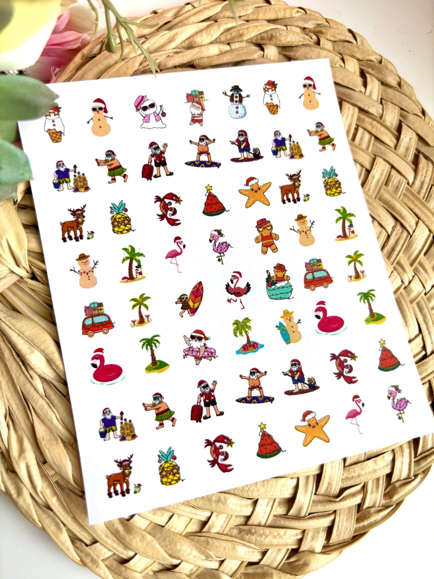 Surf’s Up Santa Charms Transfer Paper