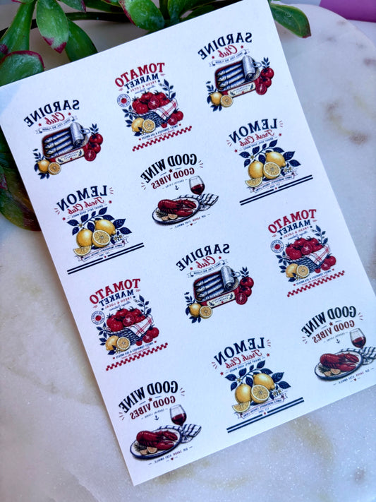 Sardines & Tomatoes Transfer Paper