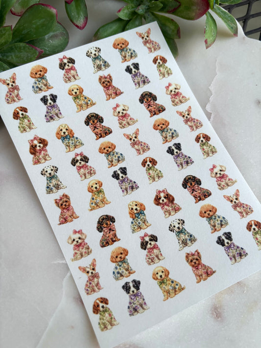 Floral Pups Charm Transfer Paper