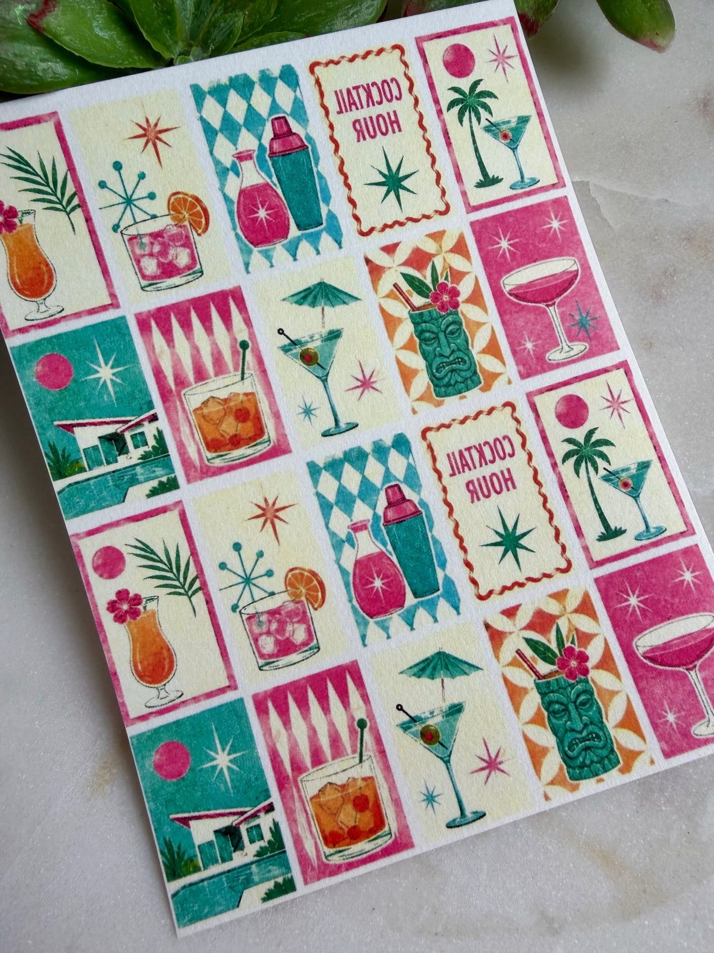 Cocktail Hour Tile Transfer Papers