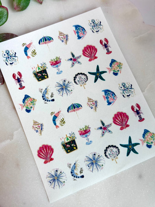 Red Shell Coastal Charm Transfer Papers