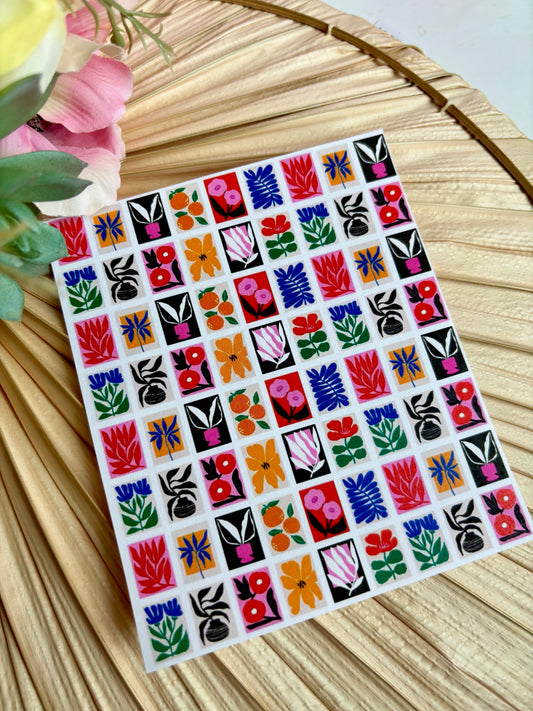 Funky Floral Charms Black Transfer Paper