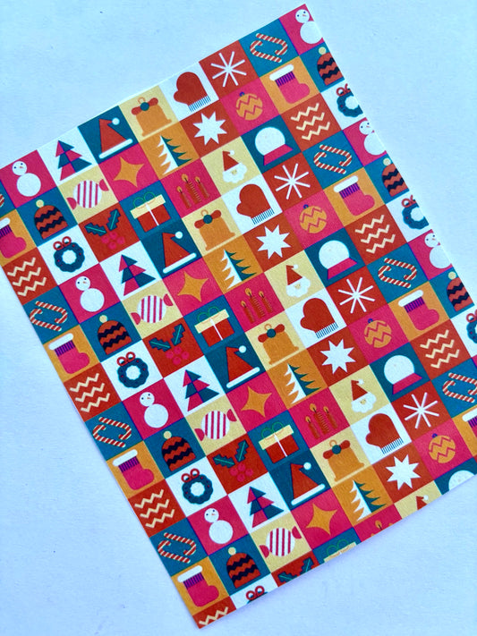 Xmas Squares Red Transfer Paper