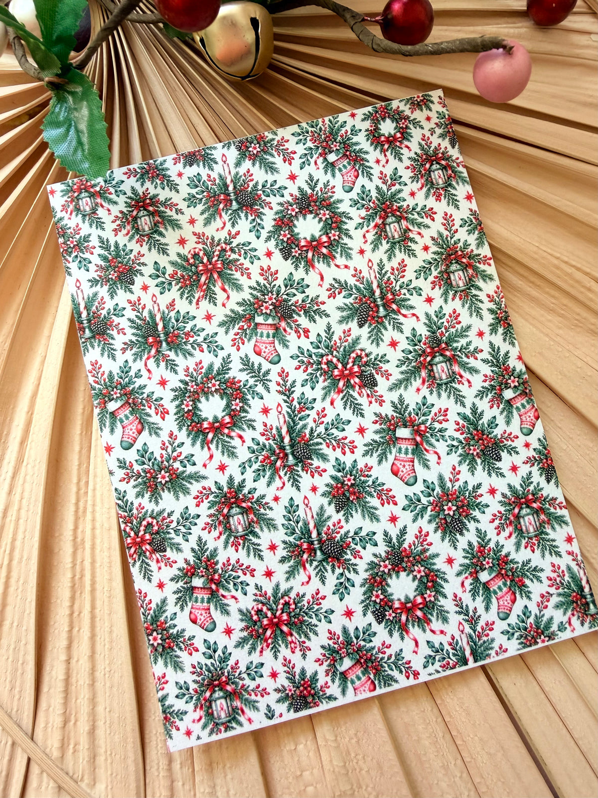 Red & Green Holiday Toile Transfer Papers