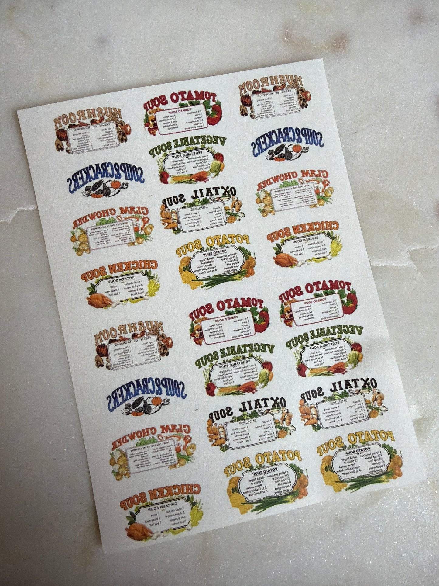Vintage Soup Recipe Transfer & Cutter