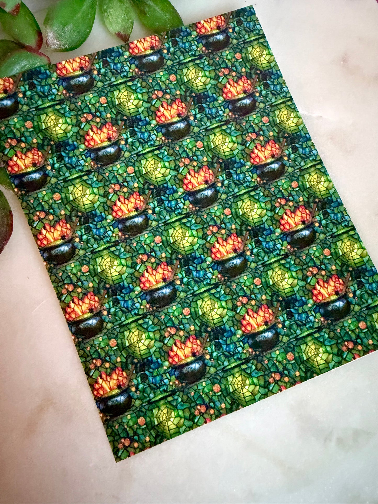 Cauldrons & Webs Stained Glass Transfer Paper