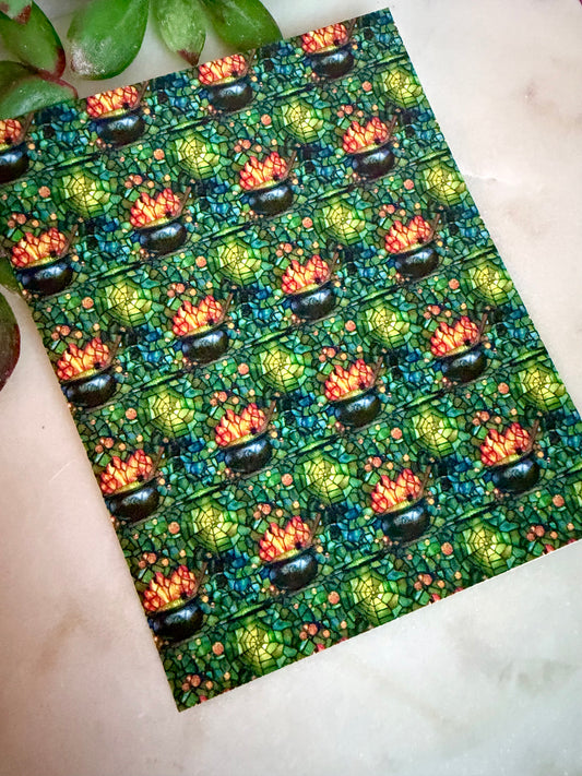 Cauldrons & Webs Stained Glass Transfer Paper