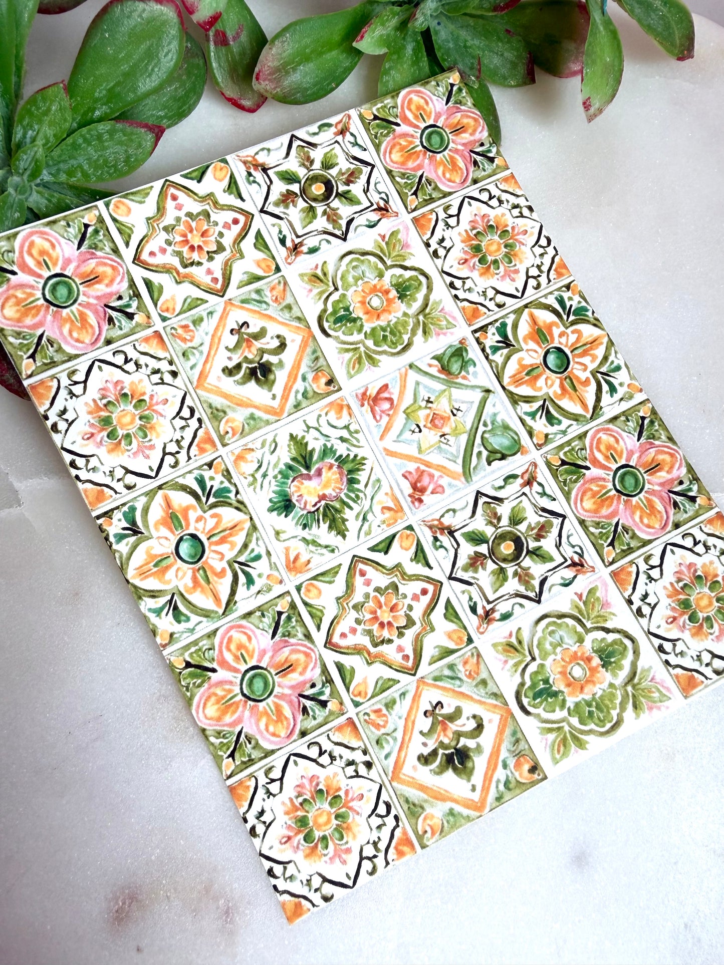 Mediterranean Mix Tile Transfer Paper