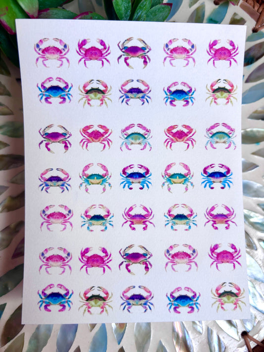 Watercolor Crab Charm Transfer Paper