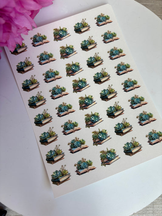 Succulent Book Charms Transfer Paper