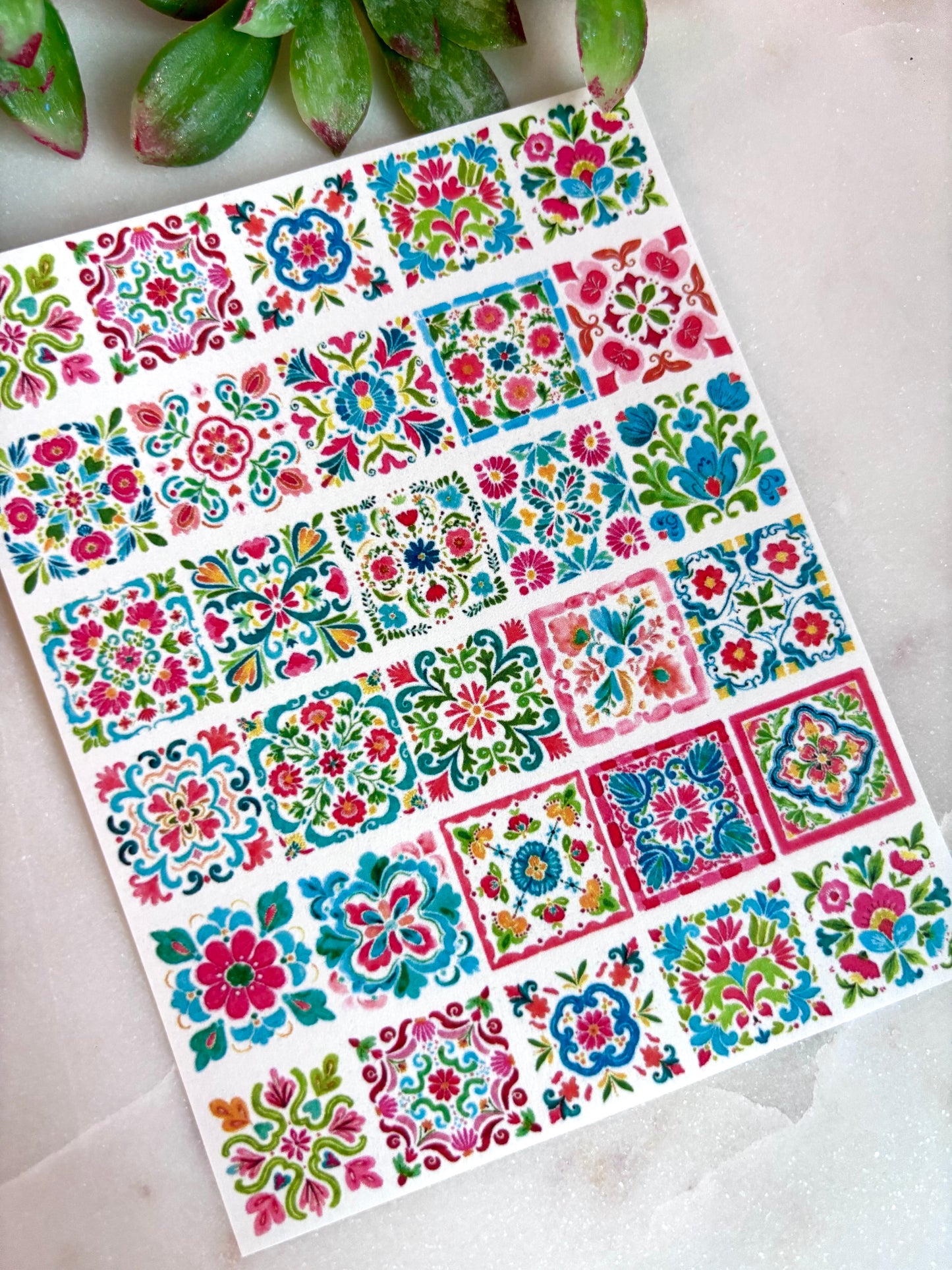 Island Floral Tile Transfer Papers
