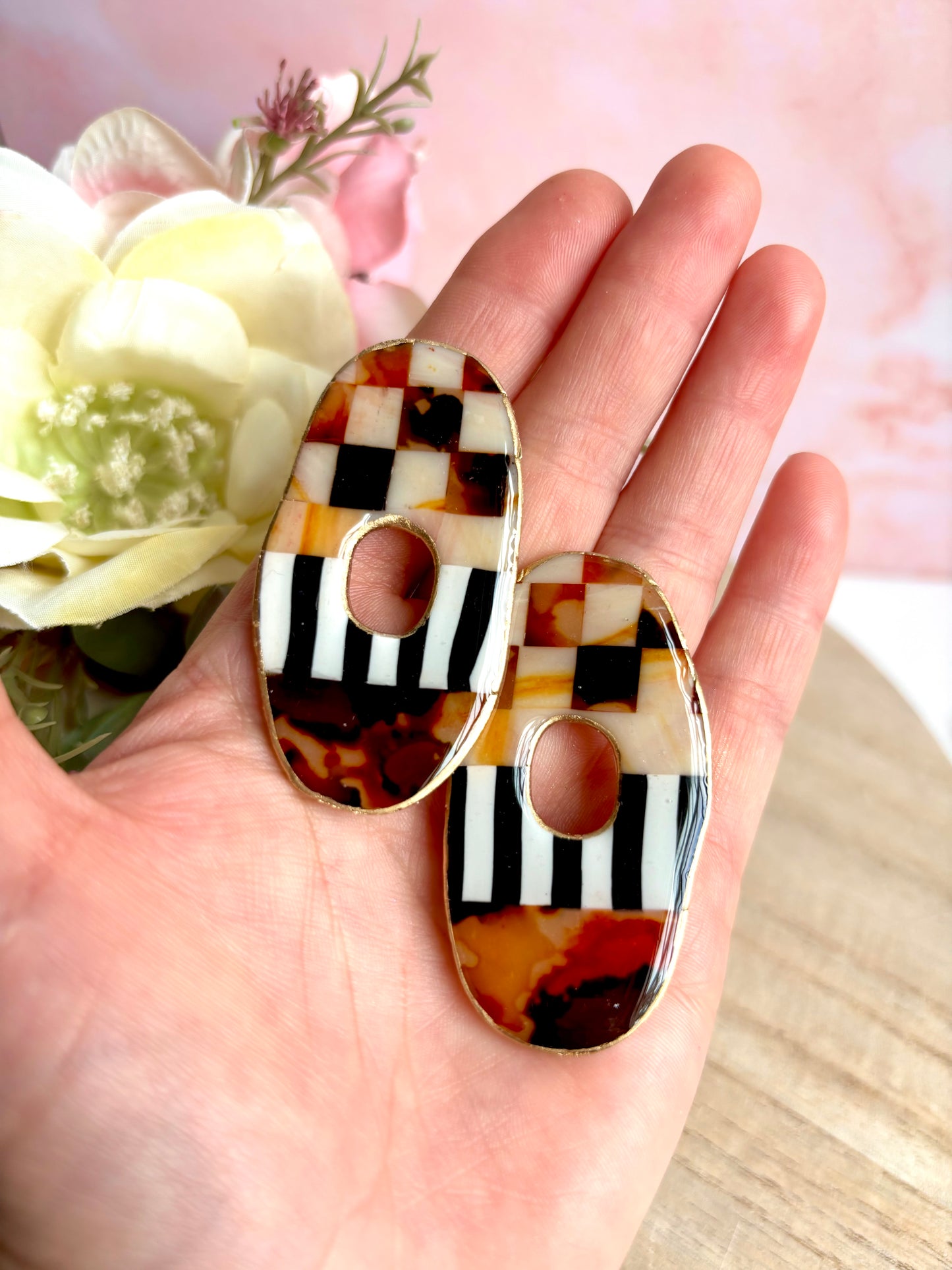 Tortoiseshell Checkerboard Earrings