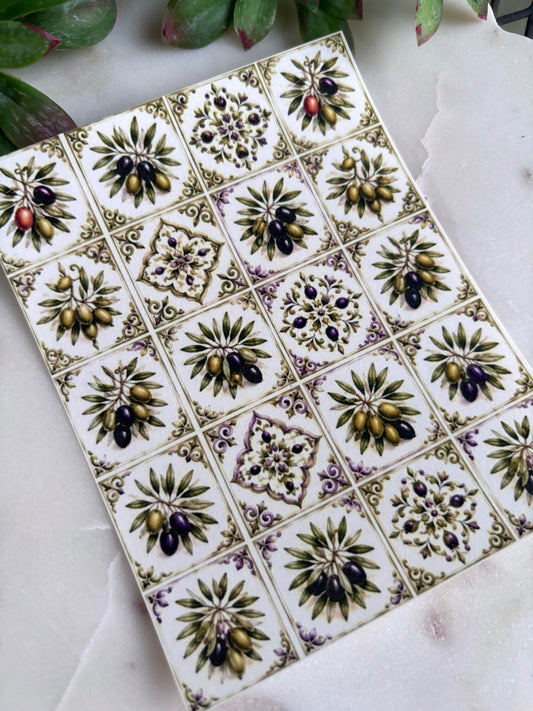 Olive Mediterranean Tile Transfer Paper