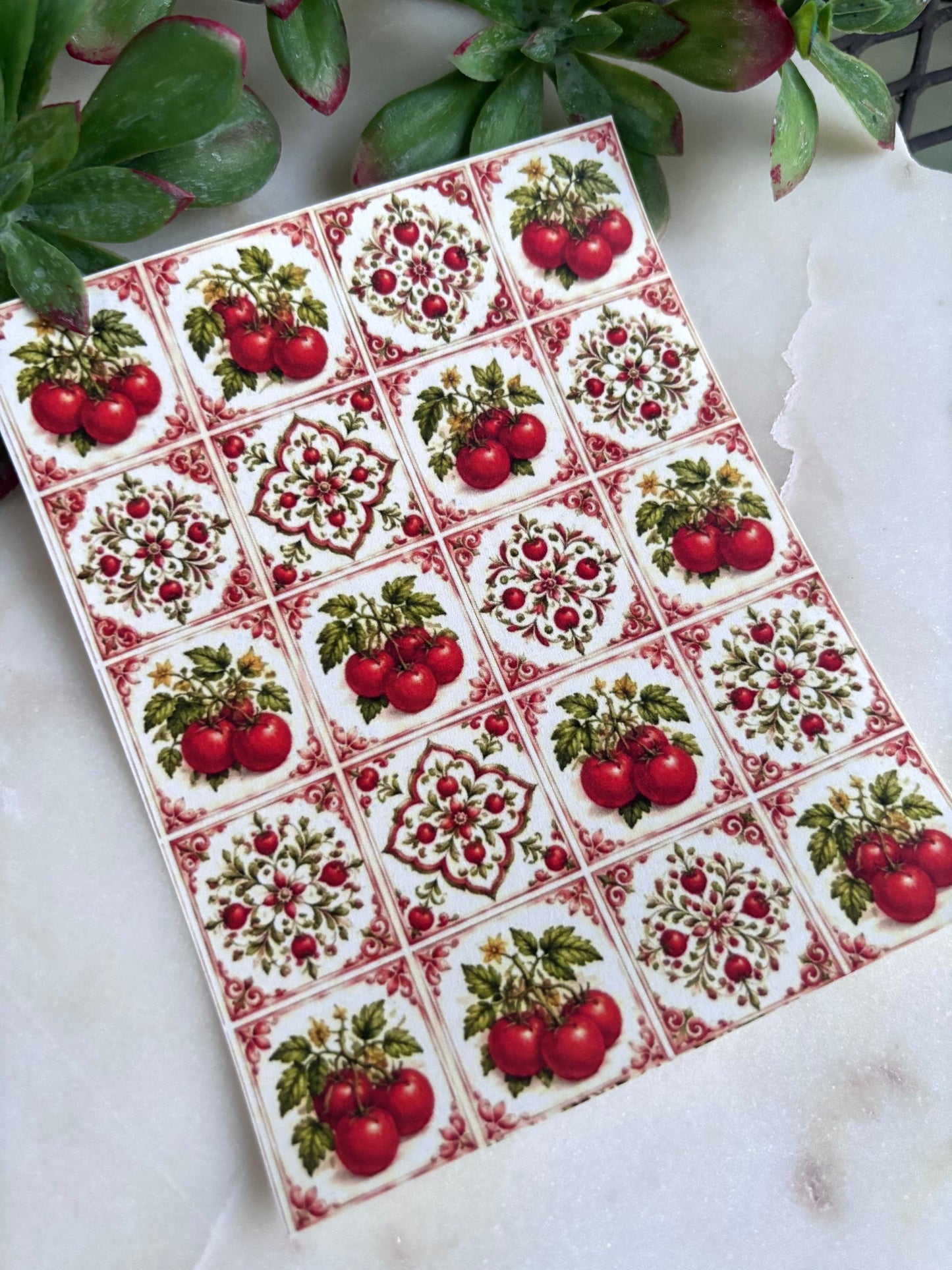 Tomato Mediterranean Tile Transfer Paper