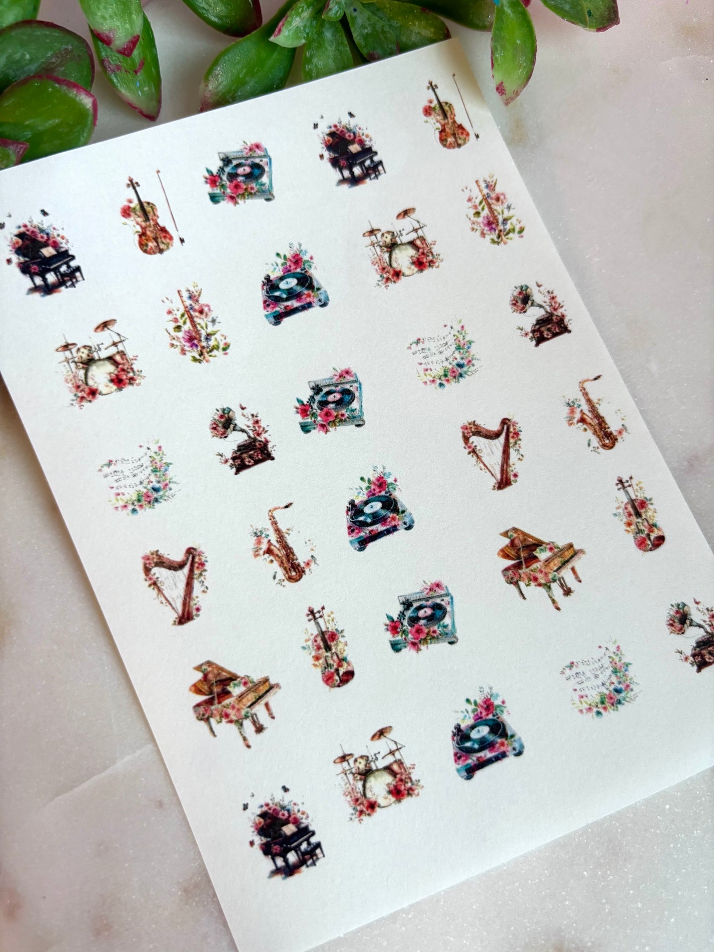 Floral Music Charm Transfer Paper