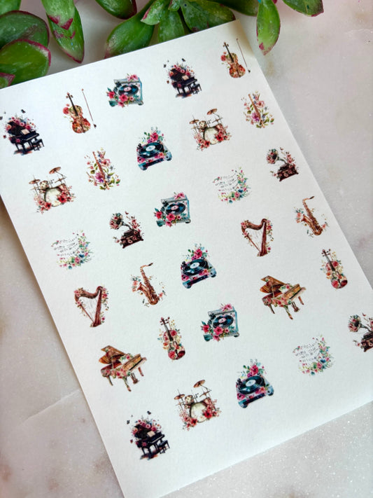 Floral Music Charm Transfer Paper